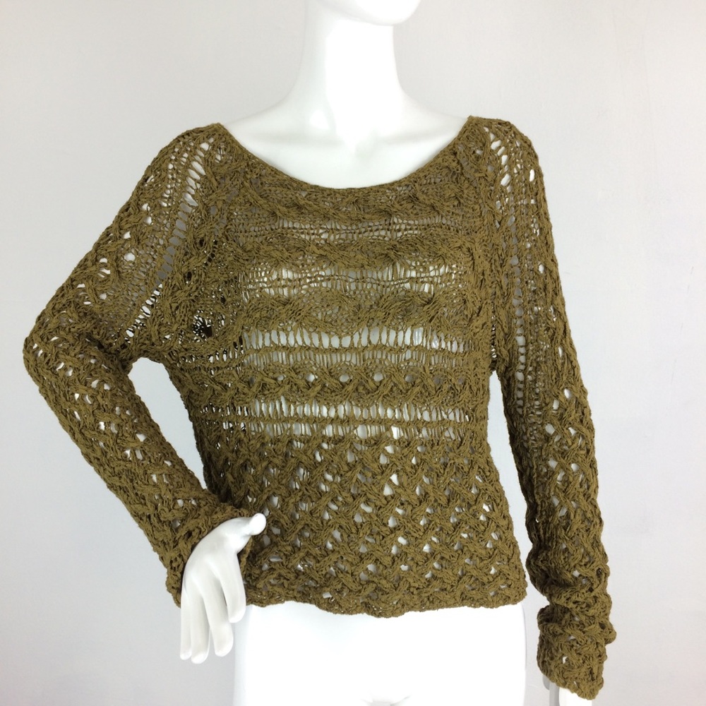 Free people- Crochet mustard long sleeve Top - XS